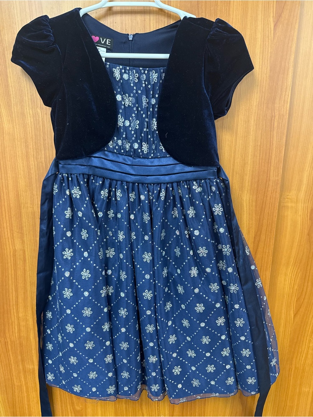 Love Navy Velvet Bodice & Floral Skirt Party Dress
